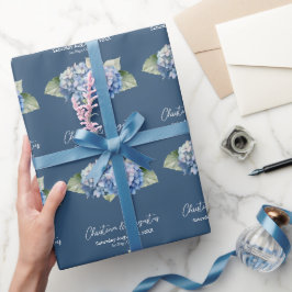 Romantische Blauwe Waterverf Hydrangea Bloemen op  Cadeaupapier