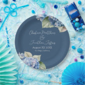 Romantische Blauwe Waterverf Hydrangea Bloemen op  Papieren Bordje (Feest)