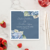 Romantische Blauwe Waterverf Hydrangea Bloemen op  Servet (Insitu)