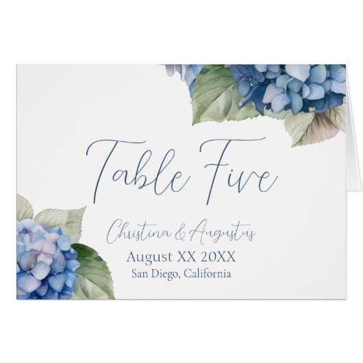 Romantische Blauwe Waterverf Hydrangea Flowers (Voorkant Horizontaal)