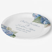 Romantische Blauwe Waterverf Hydrangea Flowers Papieren Bordje (Gekanteld)