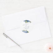 Romantische blauwe waterverf hydrangeabloemen ronde sticker (Envelop)