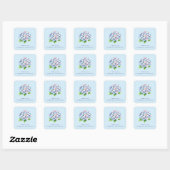 Romantische Blauwe Waterverf Hydrangea's Vierkante Sticker (Vel)