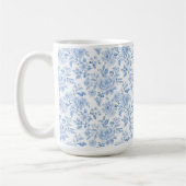 Romantische blauwe witte bloemen koffiemok (Links)