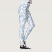 Romantische Blauwe Witte Bloemen Leggings (Rechts)
