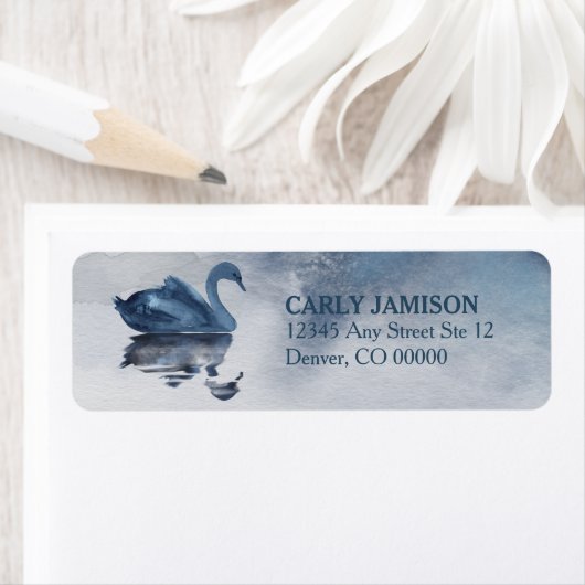 Romantische blauwe zwaan bruiloft etiket (Insitu)