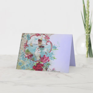ROMANTISCHE, BLAUWGROEN BLAUW ROZE BLOEMIGE ROZEN  FEESTDAGEN KAART