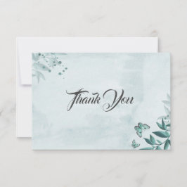 Romantische blauwgroen blauwe vlinders bladeren bo bedankkaart