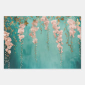 Romantische Blauwgroen Blush Flowers bruiloft Inpakpapier Vel (Voorkant 3)