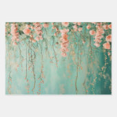 Romantische Blauwgroen Blush Flowers bruiloft Inpakpapier Vel (Voorkant)