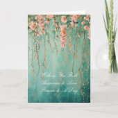 Romantische Blauwgroen Blush Flowers bruiloft Kaart (Voorkant)