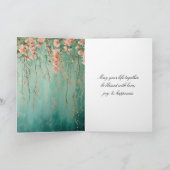 Romantische Blauwgroen Blush Flowers bruiloft Kaart (Binnen)