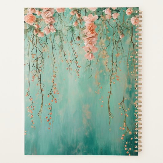 Romantische Blauwgroen Blush Pink Flowers Dream Planner (Achterkant)