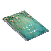 Romantische Blauwgroen Blush Roze Bloemen Notitieboek (Rechterzijde)