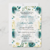 Romantische Blauwgroen Cream Rozen Floral Wedding Kaart (Voorkant)