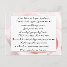 Romantische Bleekroze Bloemige Jane Austen Liefdes Briefkaart