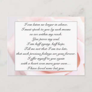 Romantische Bleekroze Bloemige Jane Austen Liefdes Briefkaart