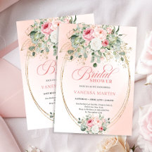 Romantische Bleke Roze Rozen Bruiloft Feest Uitnod