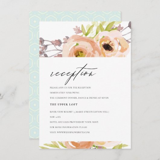 ROMANTISCHE BLOEDBEELDSCHERM PINK PAARSE FLORAAL R KAART (Voorkant / Achterkant)