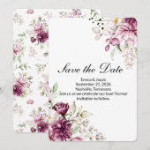 Romantische Bloei Bloem Pioenroos Save The Date (Voorkant / Achterkant)