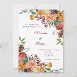Romantische bloei bloemenkleurrijke bruiloft uitno kaart