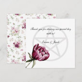 Romantische Bloei Bloemige Pioen Pentakel Bedankkaart (Voorkant / Achterkant)