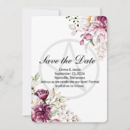 Romantische Bloei Bloemige Pioen Pentakel Save The Date