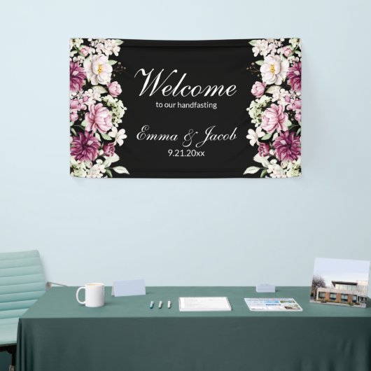 Romantische Bloei Bloemige Pioen Spandoek (Beurs)