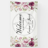 Romantische Bloei Bloemige Pioen Vijfhoek Spandoek (Verticaal)