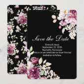 Romantische Bloei Bloemige Pioenroos Save The Date (Voorkant / Achterkant)