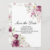 Romantische Bloei Bloemige Pioenroos Save The Date (Voorkant / Achterkant)