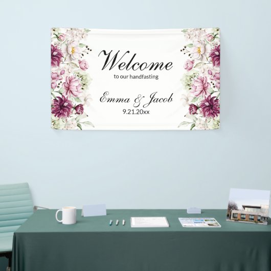 Romantische Bloei Bloemige Pioenroos Spandoek (Beurs)