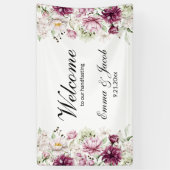 Romantische Bloei Bloemige Pioenroos Spandoek (Verticaal)