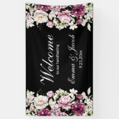 Romantische Bloei Bloemige Pioenroos Spandoek (Verticaal)