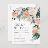 Romantische Bloei | Waterverf Bloem Bruiloftsborre Uitnodiging Briefkaart (Voorkant / Achterkant)