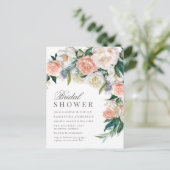 Romantische Bloei | Waterverf Bloem Bruiloftsborre Uitnodiging Briefkaart (Staand voorkant)