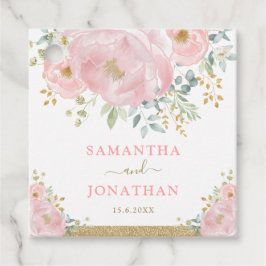 Romantische bloei zacht roze Waterverf bloemenbrui Bedankjes Labels