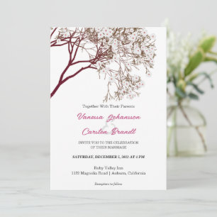Romantische bloeiende boom bruiloft uitnodiging