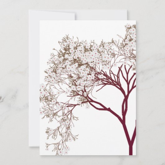 Romantische bloeiende boom bruiloft uitnodiging (Achterkant)