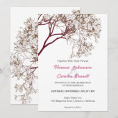 Romantische bloeiende boom bruiloft uitnodiging (Voorkant / Achterkant)