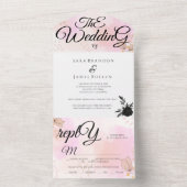 Romantische bloeiende kalligrafie de bruiloft all in one uitnodiging (Binnen)