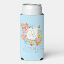 Romantische bloeiende tuin monogram blauw