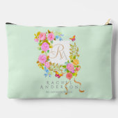 Romantische bloeiende tuin monogram groen etui (Achterkant)