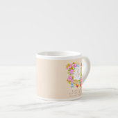 Romantische bloeiende tuinmonogram beige espresso kop (Voorkant rechts)
