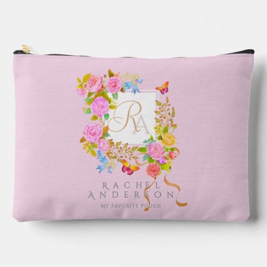 Romantische bloeiende tuinmonogram roze etui (Voorkant)