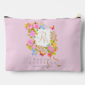 Romantische bloeiende tuinmonogram roze etui (Achterkant)