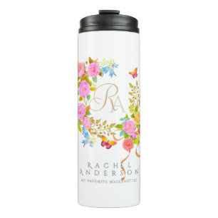 Romantische bloeiende tuinmonogram  thermosbeker