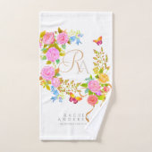 Romantische bloeiende tuinmonogram wit bad handdoek (Handdoek)