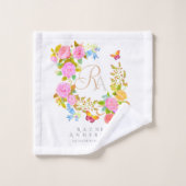 Romantische bloeiende tuinmonogram wit bad handdoek (Wasdoekje)
