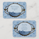 Romantische bloem blauw elegant antiek CC0337 Visitekaartje (Voorkant / Achterkant)